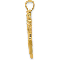 14K Yellow Gold Golf Bag and Clubs Charm Pendant - Textured Design by Oro Pregiato