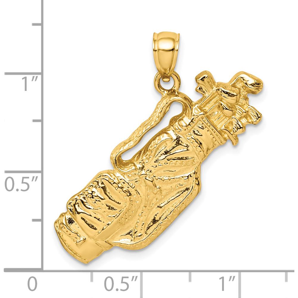 14K Yellow Gold Golf Bag and Clubs Charm Pendant - Textured Design by Oro Pregiato