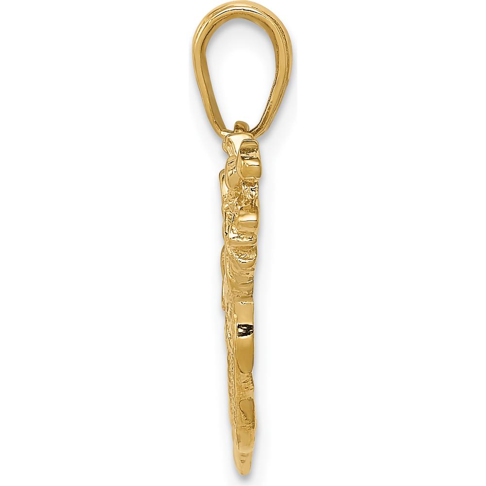 14K Yellow Gold Golf Bag and Clubs Charm - Solid Polished Open-Back Design by Oro Pregiato