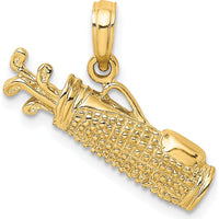 14K Yellow Gold Golf Bag Charm with Textured Detailing by Oro Pregiato