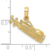14K Yellow Gold Golf Bag Charm with Textured Detailing by Oro Pregiato