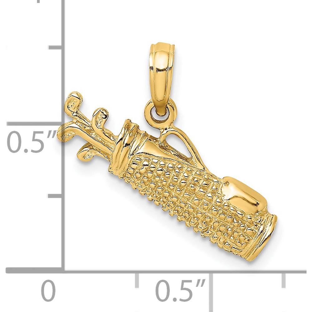 14K Yellow Gold Golf Bag Charm with Textured Detailing by Oro Pregiato