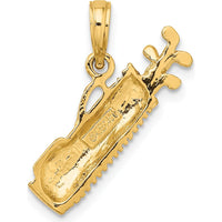 14K Yellow Gold Golf Bag Charm with Textured Detailing by Oro Pregiato