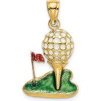 14K Yellow Gold Golf Ball Charm with Red Flag & Enamel Accents - 19.7mm Length by Oro Pregiato