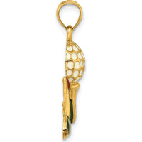 14K Yellow Gold Golf Ball Charm with Red Flag & Enamel Accents - 19.7mm Length by Oro Pregiato