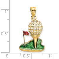 14K Yellow Gold Golf Ball Charm with Red Flag & Enamel Accents - 19.7mm Length by Oro Pregiato