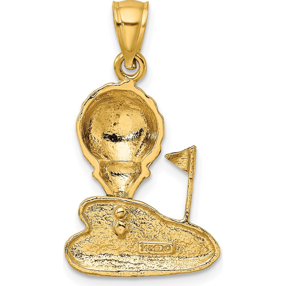14K Yellow Gold Golf Ball Charm with Red Flag & Enamel Accents - 19.7mm Length by Oro Pregiato
