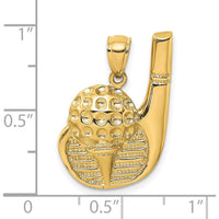 14K Yellow Gold Golf Club and Ball On Tee Pendant Charm - Polished Finish by Oro Pregiato