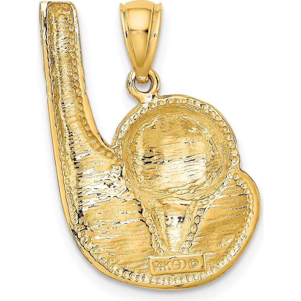 14K Yellow Gold Golf Club and Ball On Tee Pendant Charm - Polished Finish by Oro Pregiato