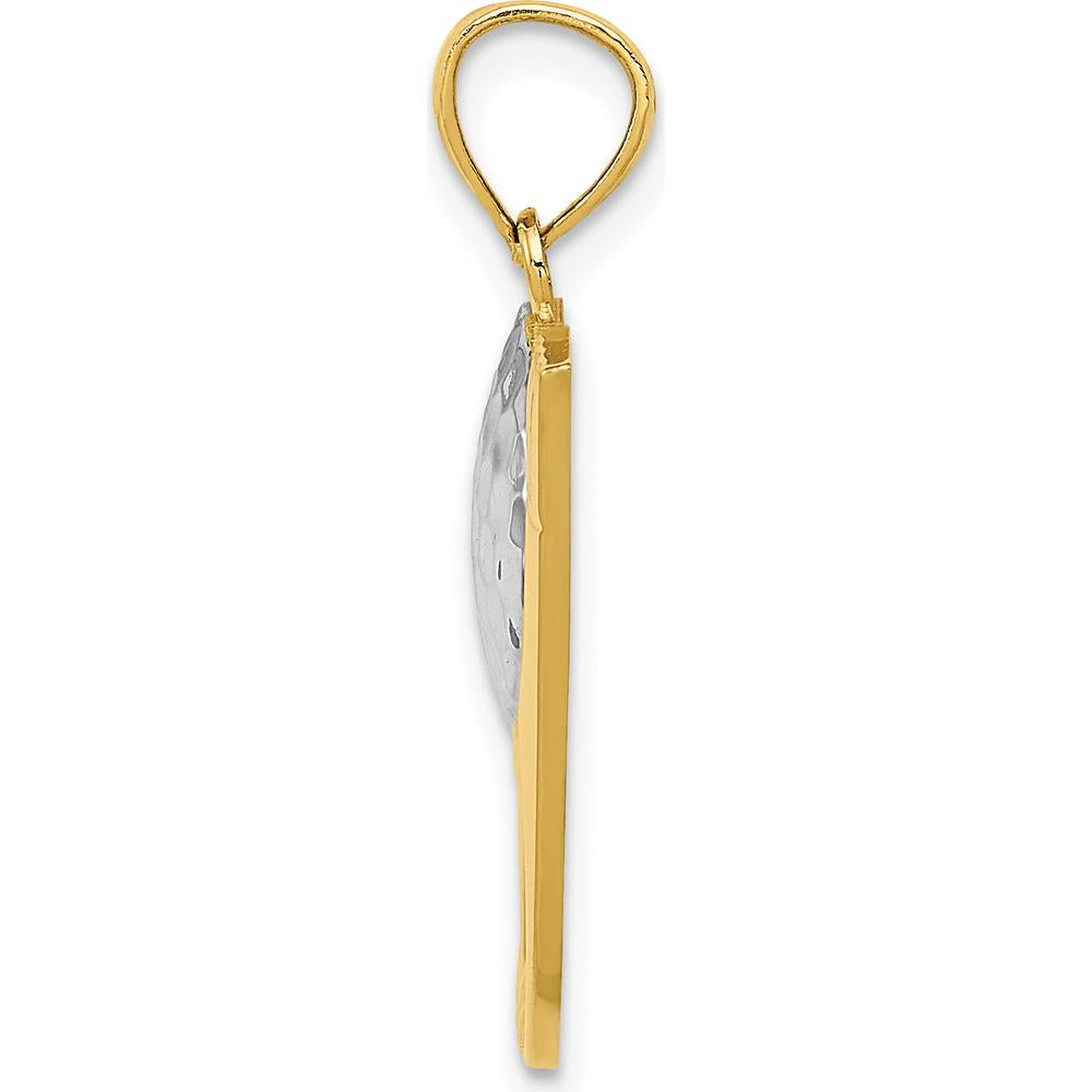 14K Yellow Gold Golf Club and Ball Pendant with White Rhodium Accents - Textured Finish by Oro Pregiato