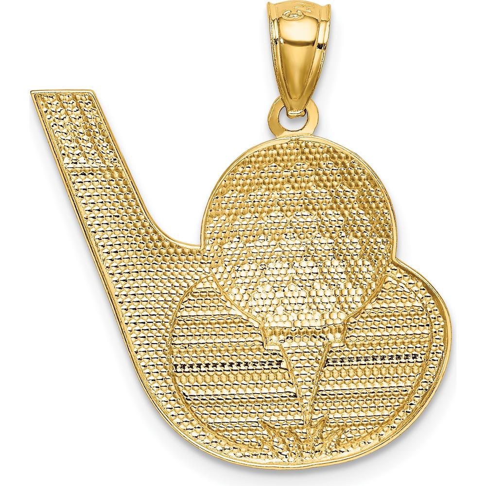 14K Yellow Gold Golf Club and Ball Pendant with White Rhodium Accents - Textured Finish by Oro Pregiato