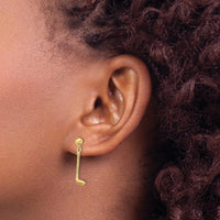 14K Yellow Gold Golf Club Dangle Earrings - Sporty Elegance with Polished Finish by 0