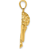 14K Yellow Gold Golf Tee and Flag Pendant Charm - Polished Finish by Oro Pregiato