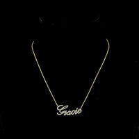 14K Yellow Gold "Gracie" Cursive Name Pendant with 0.43 Carat Total Weight Round Brilliant Lab Diamonds - Covaloro Fine Jewelry