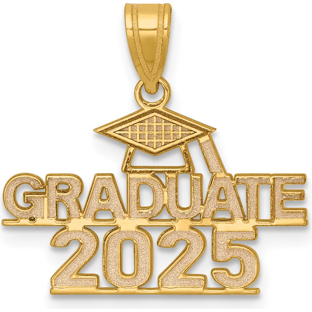 14K Yellow Gold "Graduate 2025" Under Cap Charm with Polished Finish by Oro Pregiato