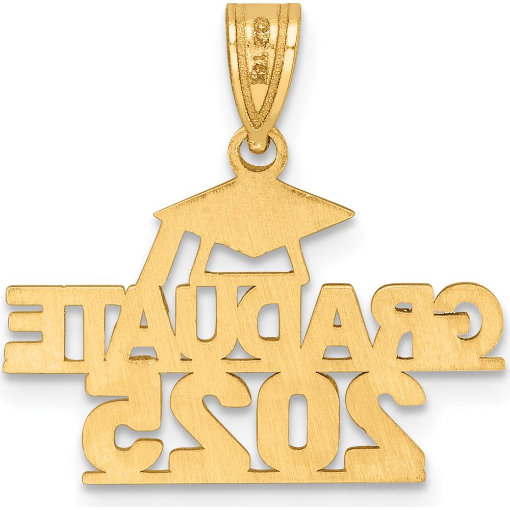 14K Yellow Gold "Graduate 2025" Under Cap Charm with Polished Finish by Oro Pregiato