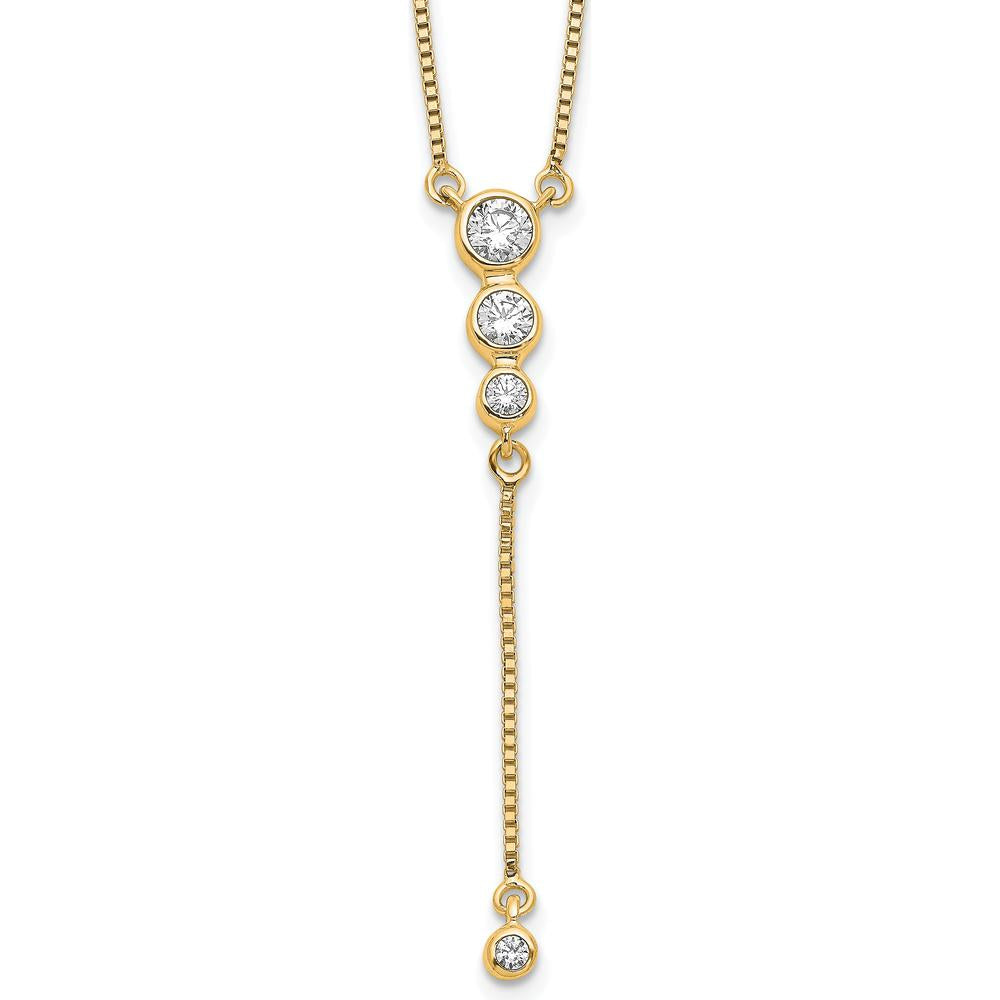 14K Yellow Gold Graduated 3-Stone Diamond Y-Necklace - 1/4 Carat Total Diamond Weight by Oro Pregiato