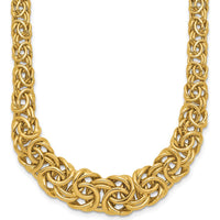 14K Yellow Gold Graduated 7-10mm Byzantine Necklace - 17.25" Length by 0