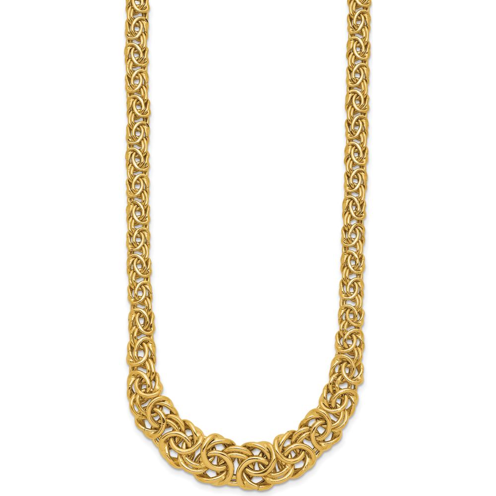 14K Yellow Gold Graduated 7-10mm Byzantine Necklace - 17.25" Length by 0