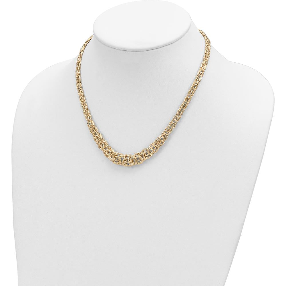 14K Yellow Gold Graduated 7-10mm Byzantine Necklace - 17.25" Length by 0
