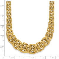 14K Yellow Gold Graduated 7-10mm Byzantine Necklace - 17.25" Length by 0