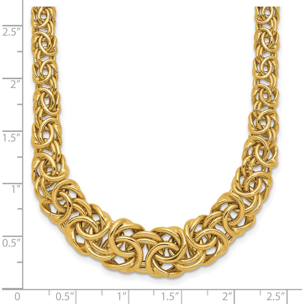 14K Yellow Gold Graduated 7-10mm Byzantine Necklace - 17.25" Length by 0