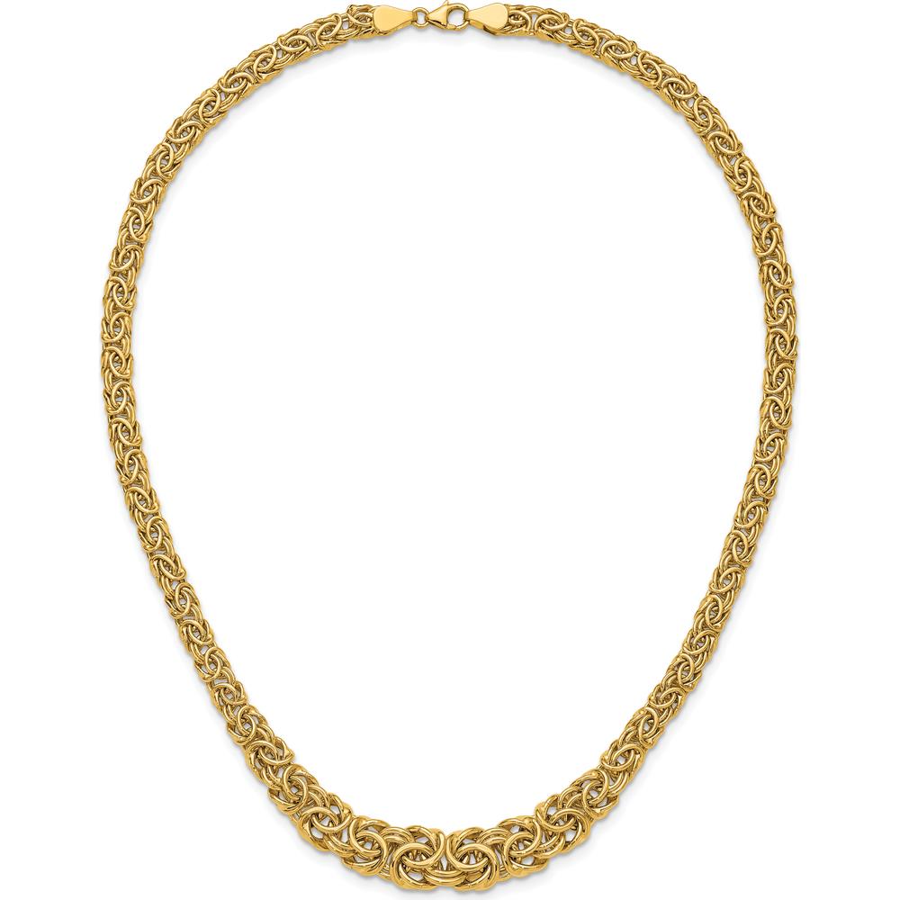 14K Yellow Gold Graduated 7-10mm Byzantine Necklace - 17.25" Length by 0