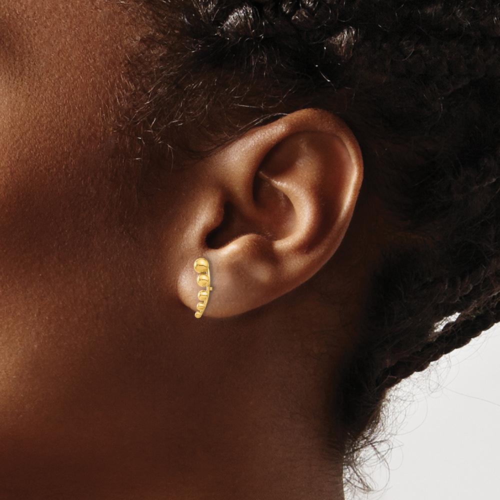 14K Yellow Gold Graduated Ball Post Earrings - 13.85mm Length by 0