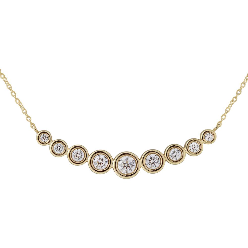14K Yellow Gold Graduated Bezel-Set Round Diamond Station Necklace - 0.50 Carat Total Diamond Weight - Royal Jewelry