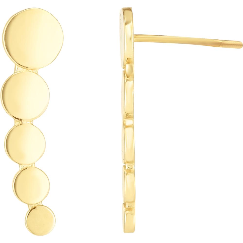 14K Yellow Gold Graduated Circle Ear Climbers - 17.9mm Polished Finish by Orozza Fine Jewelry