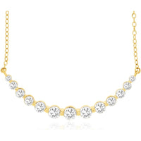 14K Yellow Gold Graduated Diamond Bar Necklace with Round Brilliant Cut Diamonds - 1.00 Carat Total Diamond Weight - Royal Jewelry