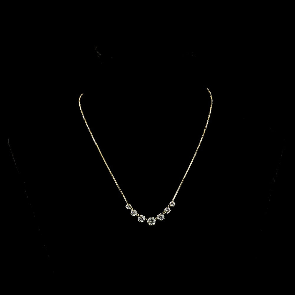 14K Yellow Gold Graduated Diamond Necklace with 7 Prong Set Round Brilliant Cut Lab Diamonds - 2.66 Carats Total Diamond Weight - Covaloro Fine Jewelry
