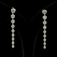 14K Yellow Gold Graduated Drop Earrings with Prong Set Round Lab Diamonds - 4.91 Carat Total Diamond Weight - Covaloro Fine Jewelry