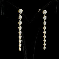 14K Yellow Gold Graduated Drop Earrings with Prong Set Round Lab Diamonds - 4.91 Carat Total Diamond Weight - Covaloro Fine Jewelry