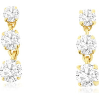14K Yellow Gold Graduated Drop Earrings with Round Prong-Set Diamonds - 0.50 Carat Total Diamond Weight - Royal Jewelry