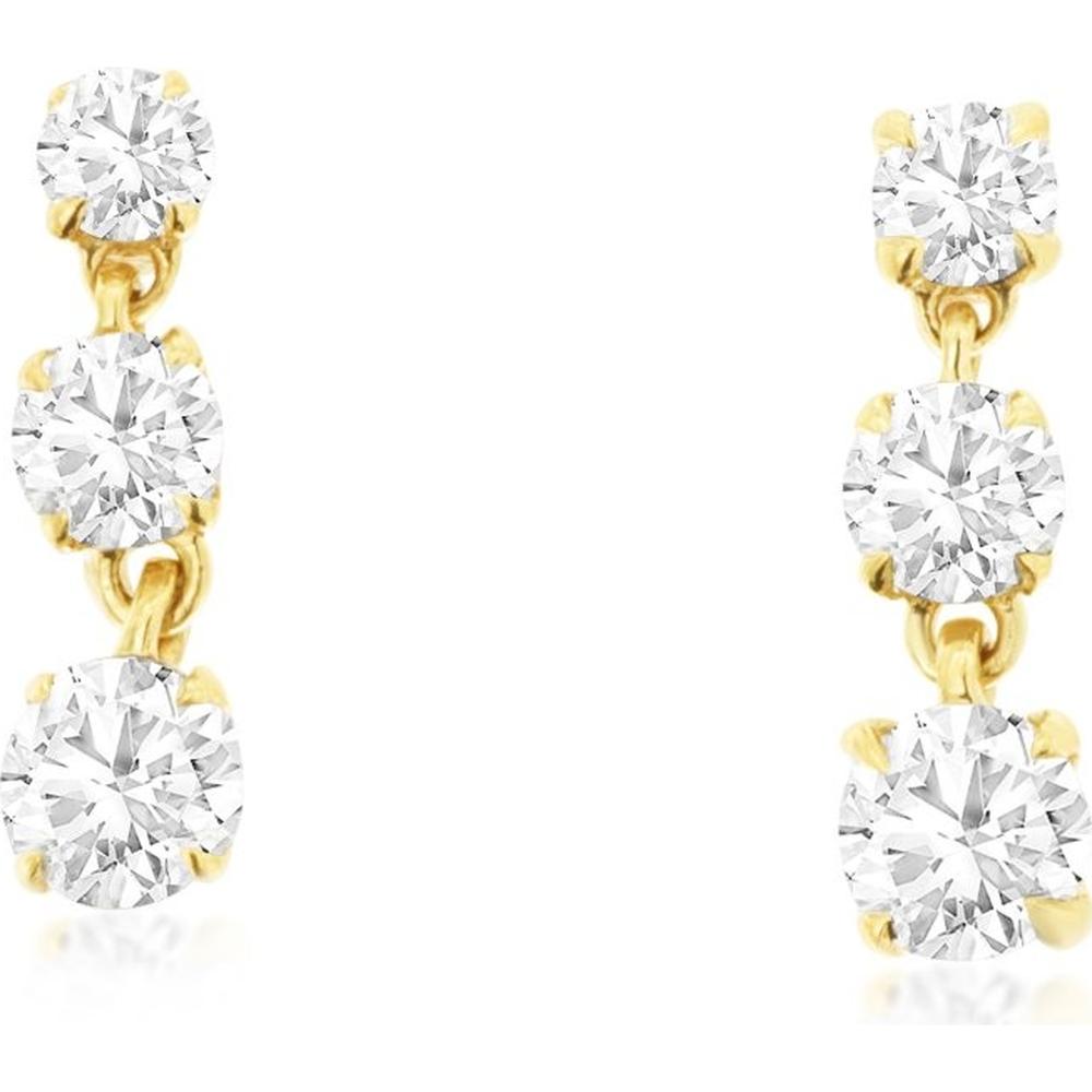 14K Yellow Gold Graduated Drop Earrings with Round Prong-Set Diamonds - 0.50 Carat Total Diamond Weight - Royal Jewelry