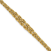 14K Yellow Gold Graduated Fancy Byzantine Bracelet - 7.25" Length by 0