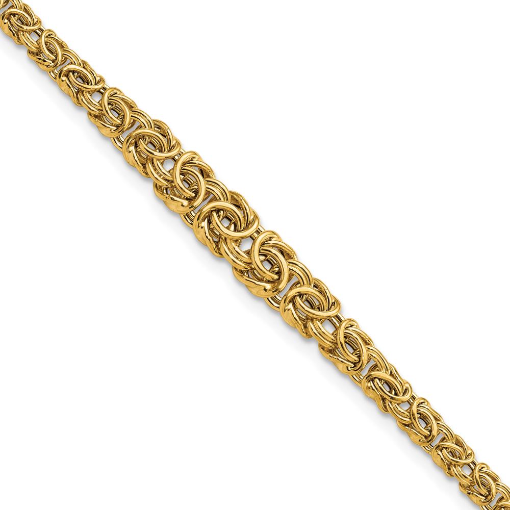 14K Yellow Gold Graduated Fancy Byzantine Bracelet - 7.25" Length by 0