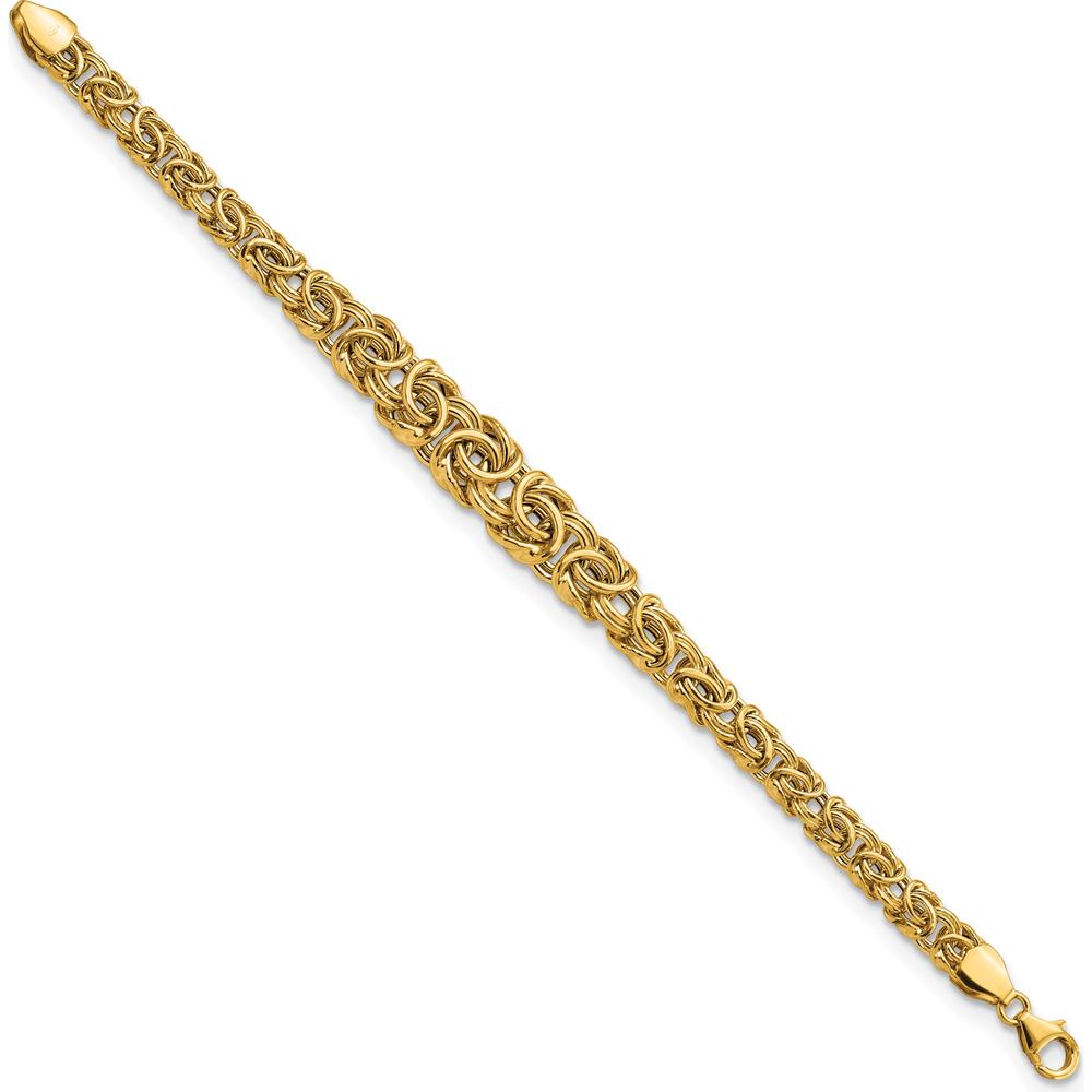 14K Yellow Gold Graduated Fancy Byzantine Bracelet - 7.25" Length by 0