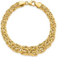 14K Yellow Gold Graduated Fancy Byzantine Bracelet - 7.25" Length by 0