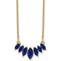 14K Yellow Gold Graduated Marquise Sapphire Necklace - 0.73 Carat Total Sapphire Weight by Lumare Gioia
