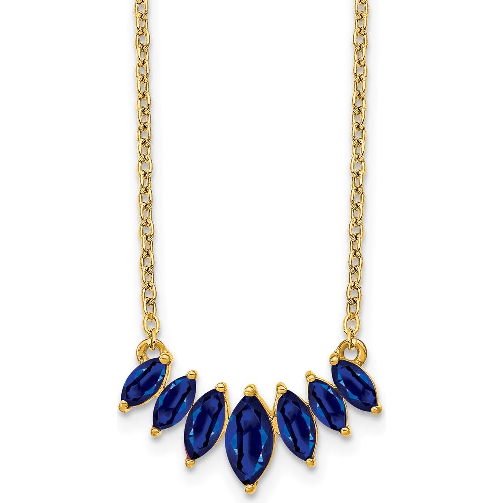 14K Yellow Gold Graduated Marquise Sapphire Necklace - 0.73 Carat Total Sapphire Weight by Lumare Gioia