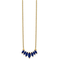 14K Yellow Gold Graduated Marquise Sapphire Necklace - 0.73 Carat Total Sapphire Weight by Lumare Gioia