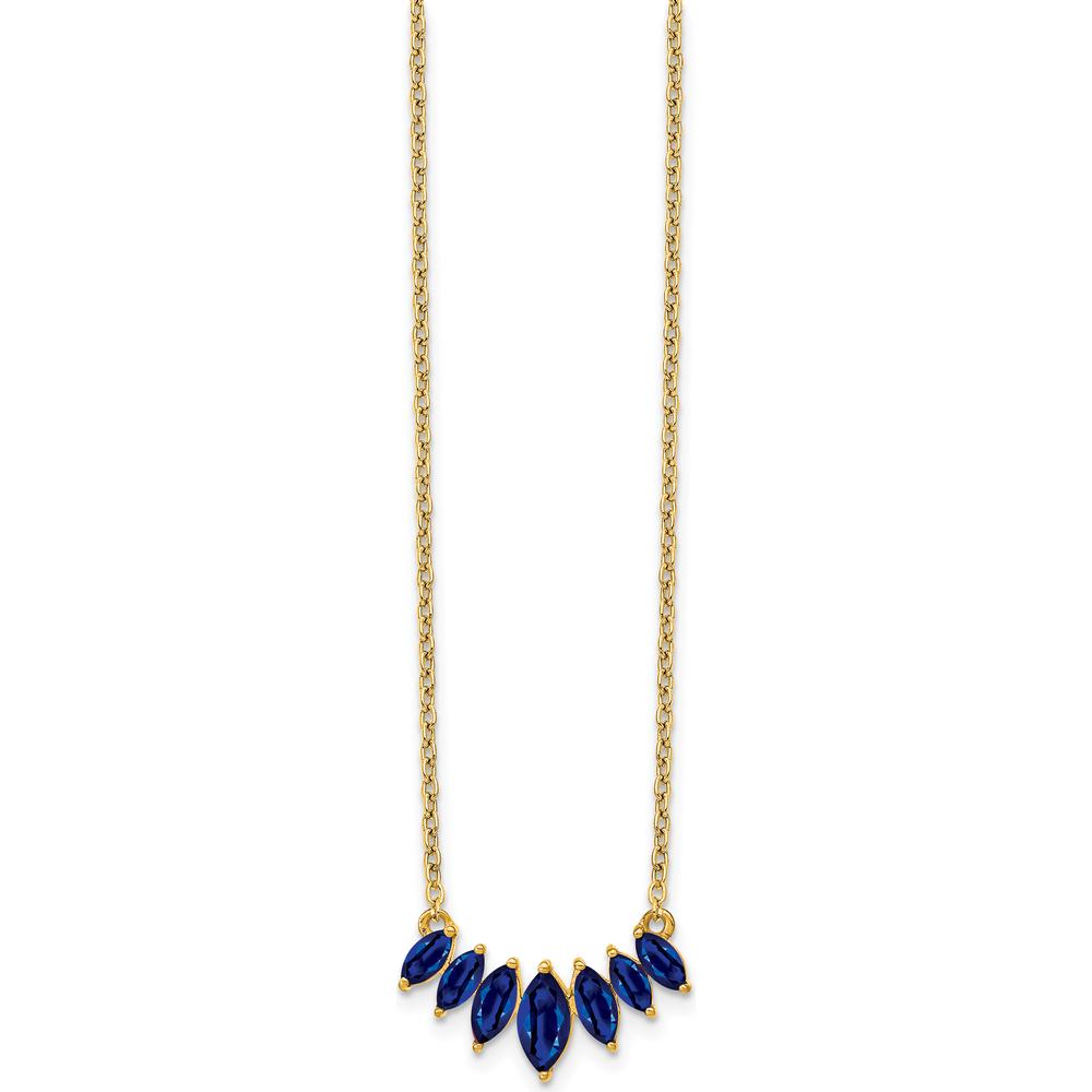 14K Yellow Gold Graduated Marquise Sapphire Necklace - 0.73 Carat Total Sapphire Weight by Lumare Gioia