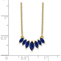 14K Yellow Gold Graduated Marquise Sapphire Necklace - 0.73 Carat Total Sapphire Weight by Lumare Gioia