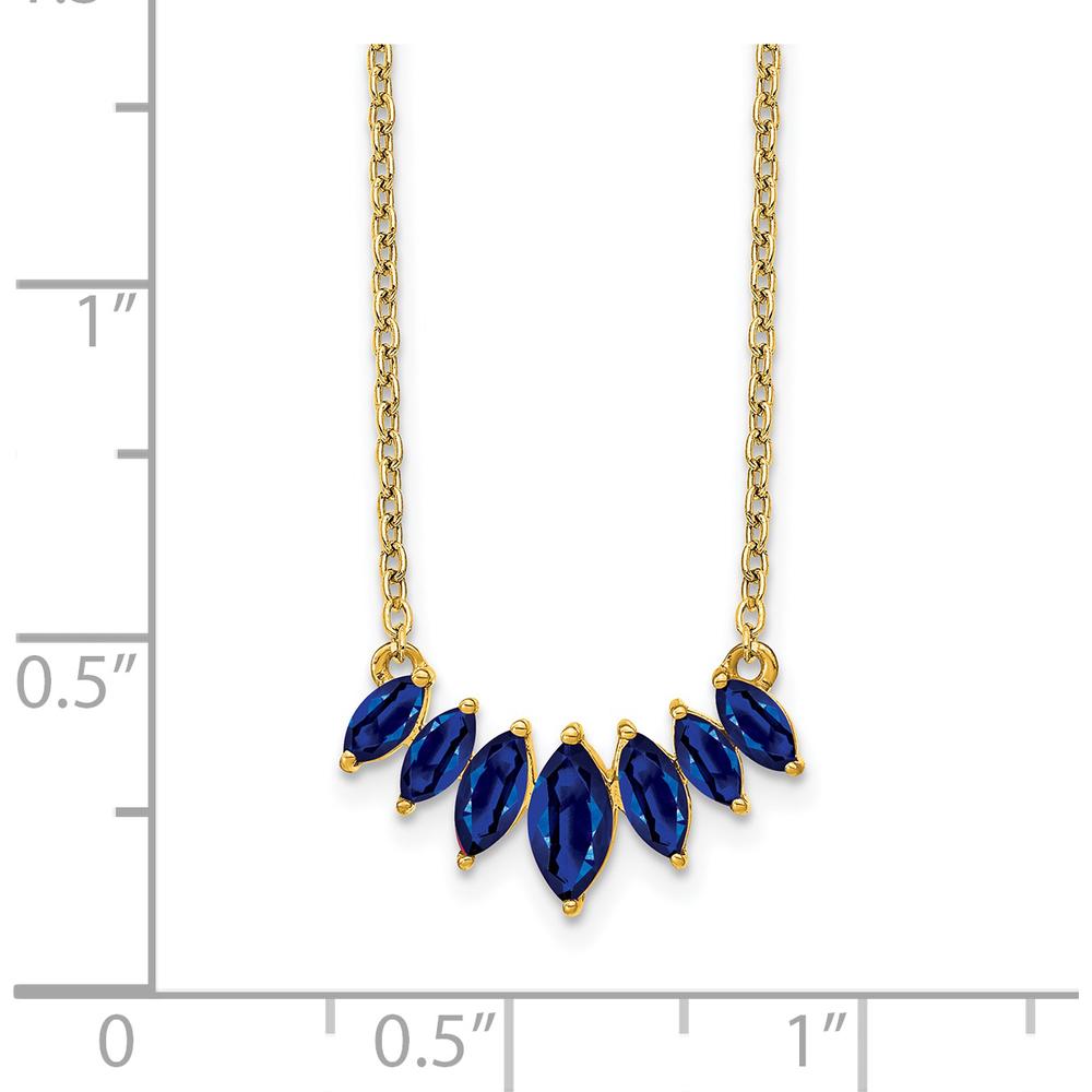 14K Yellow Gold Graduated Marquise Sapphire Necklace - 0.73 Carat Total Sapphire Weight by Lumare Gioia
