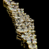 14K Yellow Gold Graduated Mixed Shape Necklace with Asscher and Heart Cut Lab Diamonds - 18.38 Carat Total Diamond Weight - Covaloro Fine Jewelry