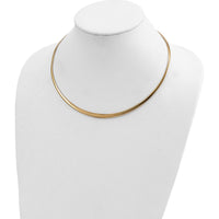 14K Yellow Gold Graduated Reversible Omega Necklace with Rhodium Plating - 16 Inches by 0