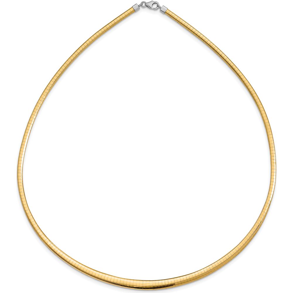 14K Yellow Gold Graduated Reversible Omega Necklace with Rhodium Plating - 16 Inches by 0