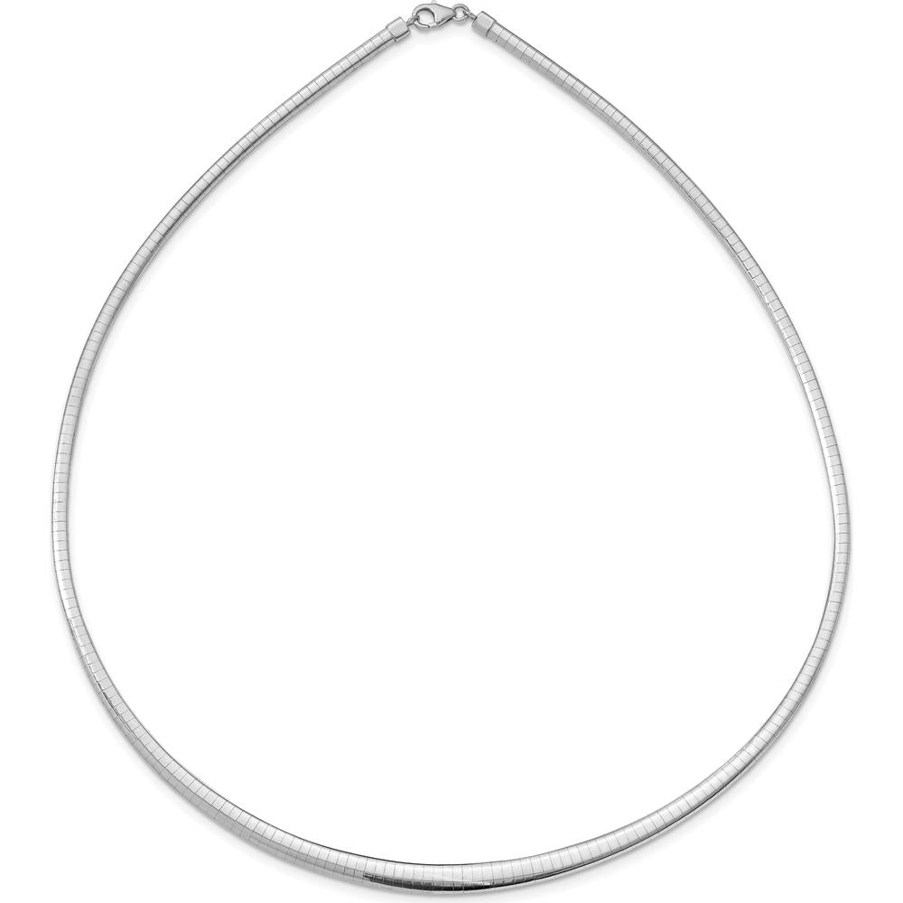 14K Yellow Gold Graduated Reversible Omega Necklace with Rhodium Plating - 16 Inches by 0